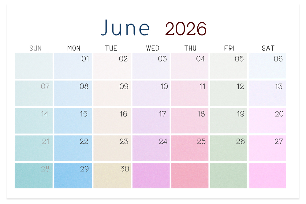 June 2026 Monthly Calendar